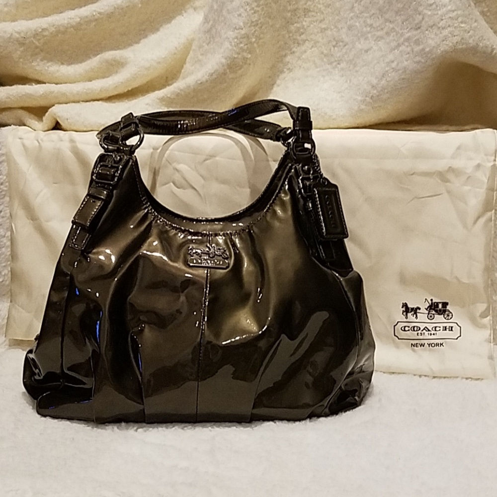 Coach Maggie 18760 Madison Pewter Patent Leather